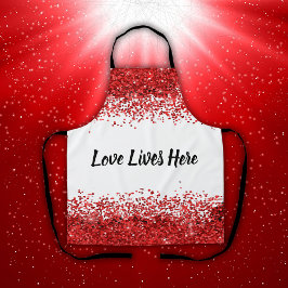 Delantal Monograma - Texto negro sobre blanco con purpurina