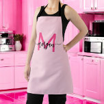 Delantal Monograma tipográfico moderno mínimo de color rosa<br><div class="desc">Eleva tu estilo de cocina con nuestro Monograma Minimal Pink Moderno Typográfico Moderno! Con un diseño minimalista y elegante en negrita rosa cálido, este delantal se personaliza con tu monograma en una moderna tipografía. Perfecto para cocinar, cocinar o asar, combina la moda y la función con correas ajustables y tejido...</div>