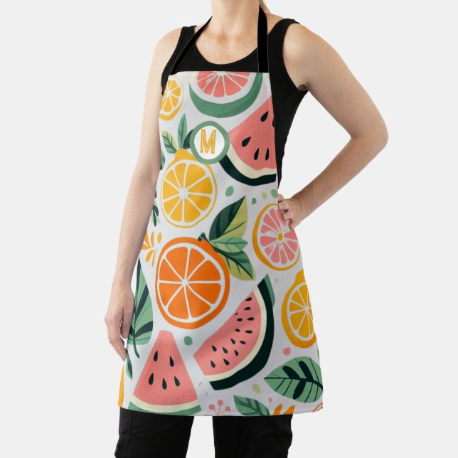Delantal Monograma veraniego de la comida del blogger de co (in situ)