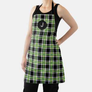 Delantal Monograma y almohadilla de color negro verde de va