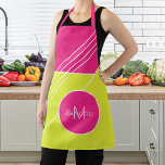 Delantal Monograma y nombre moda rosa caliente personalizad<br><div class="desc">Audaces bloques de colores geométricos vivos de color rosa y amarillo cálido diseño de delantal decorativo.          Personalízalo con su nombre y monograma!</div>