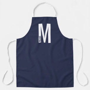 Delantal Monograma y nombre negrita personalizado moderno