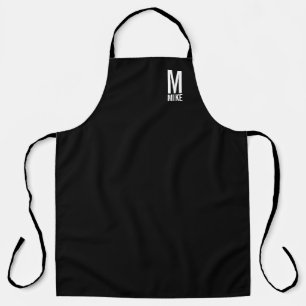 Delantal Monograma y nombre negrita personalizado moderno