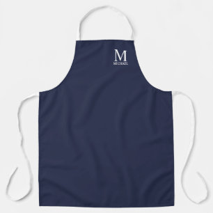 Delantal Monograma y nombre personalizados del azul marino