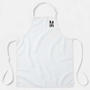 Delantal Monograma y nombre personalizados en blanco y negr