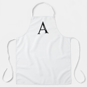 Delantal Monograma y nombre personalizados en blanco y negr