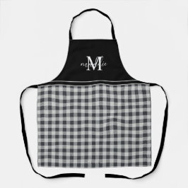 Delantal Monogramado de búfalo blanco y negro de moda