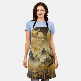 Delantal Monogramado de goteo dorado en pintura china