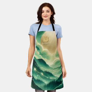 Delantal Monogramado del Purpurina Gradient Emerald Kelly G