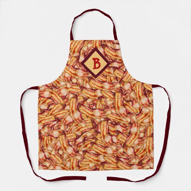 Delantal Monogramado Gracioso Tasty Bacon Pattern (Anverso)