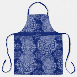 Delantal Monogrammed Boho Moody Blues Mandalas Apron