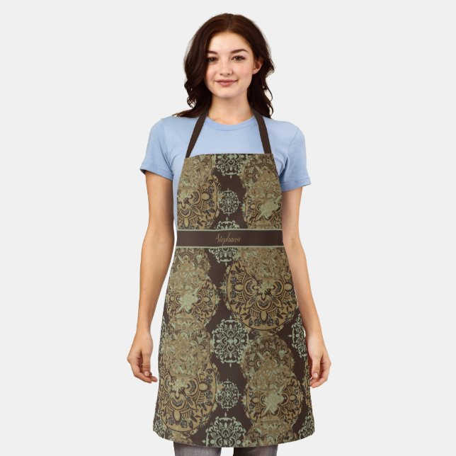 Delantal Monogrammed Boho Moody Mandalas Apron (Gastado)