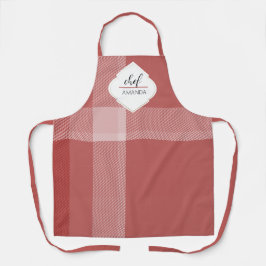 Delantal Monogrammed Tartan Red Burgundy