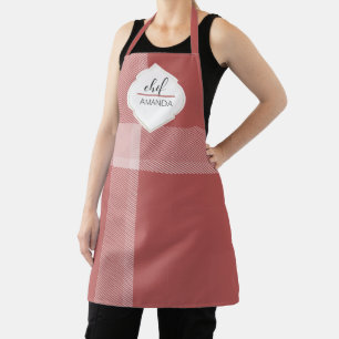 Delantal Monogrammed Tartan Red Burgundy