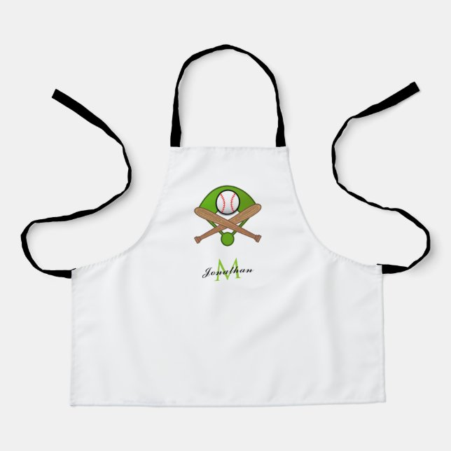 Delantal Monogramo Béisbol Diseñador Jugador entrenador Nom (Anverso)