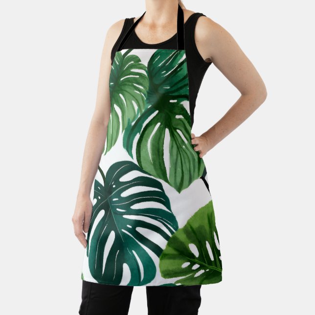 Delantal Monstera deja acuarela Arte Botánico Moderno (in situ)