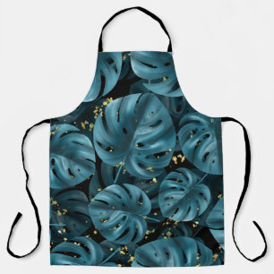 Delantal Monstera Palm, Golden Splash Seamless.