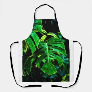 Delantal Monstera Tropical Glow – Fotografía de Hojas de Ju