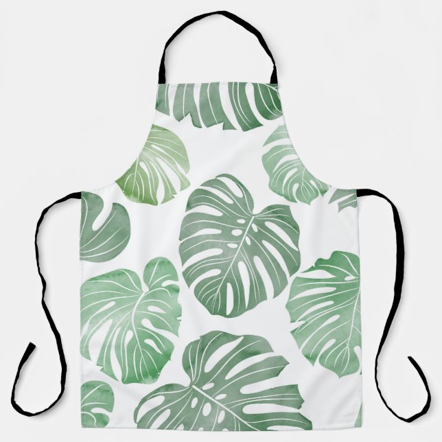 Delantal Monstruo acuarela, fondo de pantalla tropical sin  (Anverso)