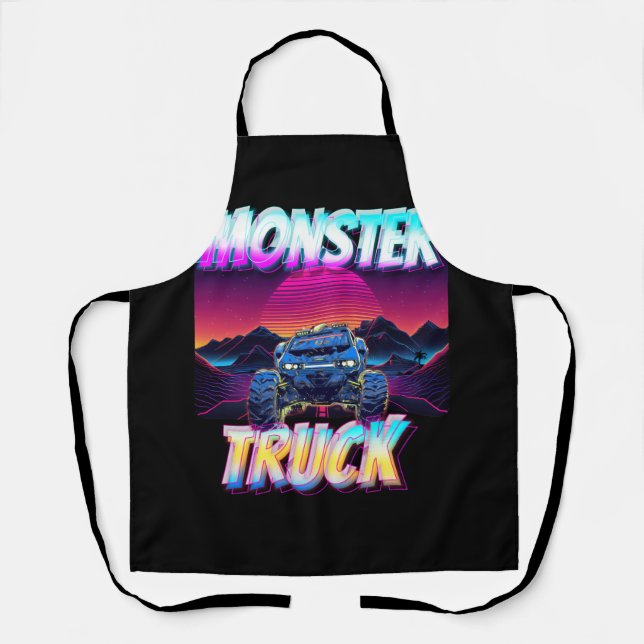 Delantal Monstruos Monster Montai estilo Vaporwave Retro (Anverso)