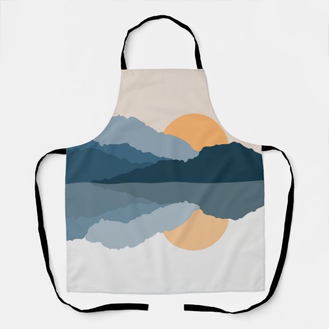 Delantal Montañas azules reflejadas en el lago (Anverso)