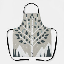 Montañas nórdicas y árbol de aves