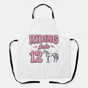Delantal Montando en Cumpleaños de 12 Caballos Diseño Vecto