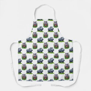 Delantal Moo Deng Hippopótamo Diseño de Patrón Animal