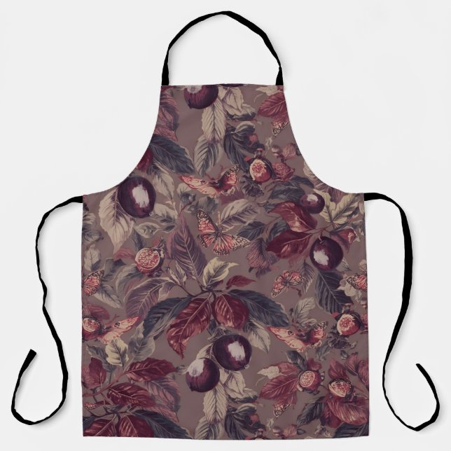 Delantal Moody Plum & Fig Leaves Apron | Artistic Botanical (Anverso)