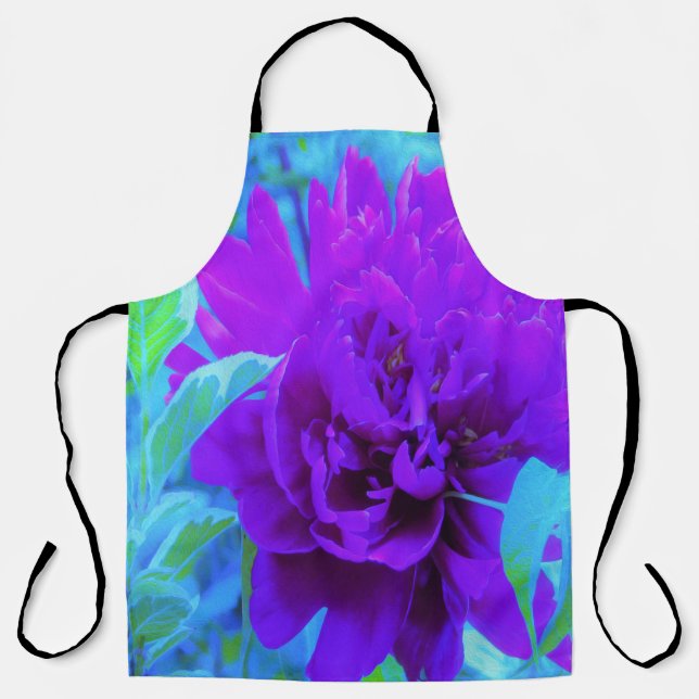 Delantal Moody Purple Peony con bello follaje (Anverso)