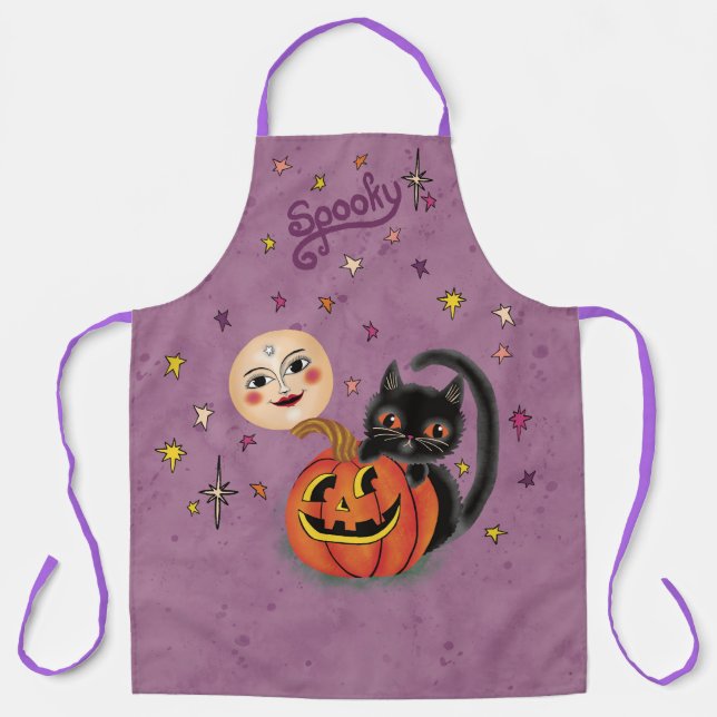 Delantal Moon gatita de calabaza espumosa - morado claro (Anverso)