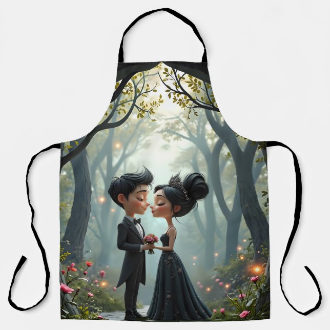 Delantal Moonlit Vows – A Cute Gothic Wedding Moment.  (Anverso)