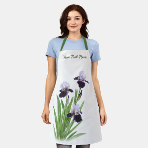 Delantal Morado Iris Trio Floral Botánico Personalizado