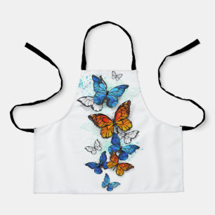 Delantal Morfo y monarca de las mariposas voladoras