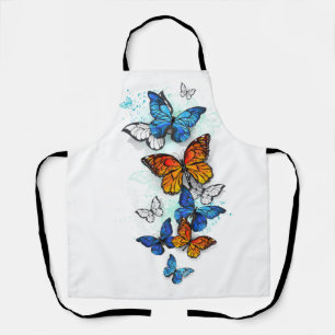 Delantal Morfo y monarca de las mariposas voladoras