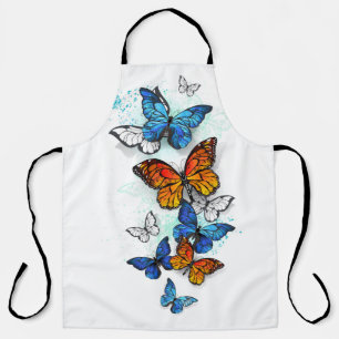Delantal Morfo y monarca de las mariposas voladoras