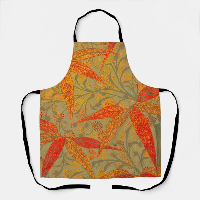 Delantal Morris & Co. Patrón de Bambú Godwin Naranja y Salv (Anverso)