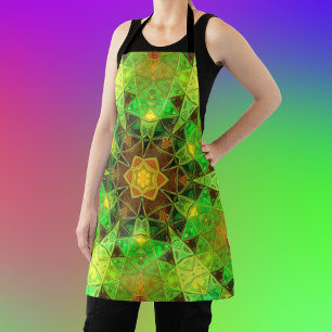 Delantal Mosaic Kaleidoscope Flor verde y Naranja