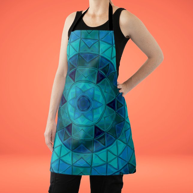 Delantal Mosaic Mandala Flor Azul (Subido por el creador)