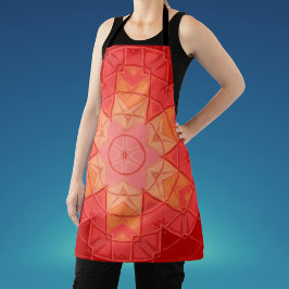 Delantal Mosaic Mandala Flor Rojo y Naranja