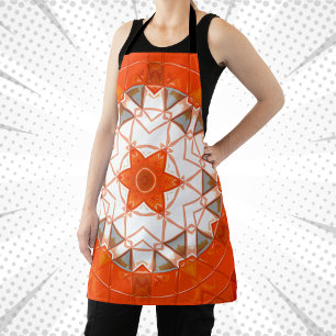 Delantal Mosaic Mandala Naranja y blanco