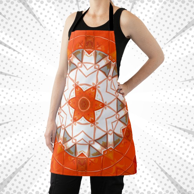 Delantal Mosaic Mandala Naranja y blanco (Subido por el creador)