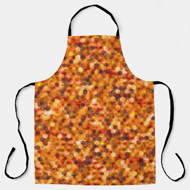 Delantal Mosaico de hexágonos en puntos en tonos rojos tira (Anverso)