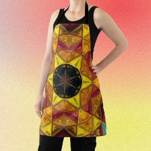 Delantal Mosaico Kaleidoscope Flor Amarillo Rojo y Azul