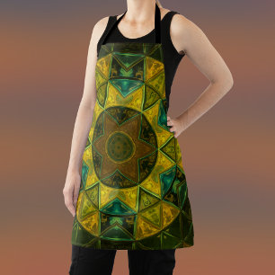 Delantal Mosaico Kaleidoscope Flor Amarillo y Verde