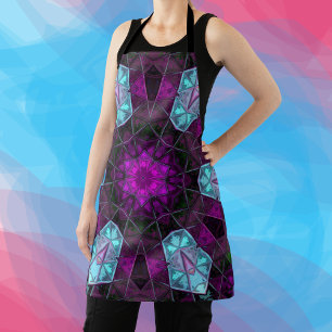 Delantal Mosaico Kaleidoscope Flor azul y púrpura