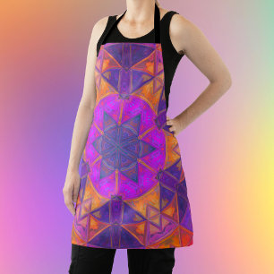 Delantal Mosaico Kaleidoscope Flor morado rosa y amarillo