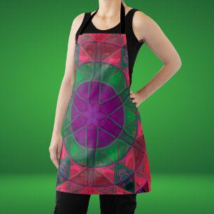 Delantal Mosaico Kaleidoscope Flor morado verde y rosa