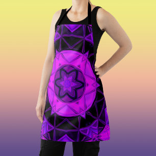 Delantal Mosaico Kaleidoscope Flor morado y negro