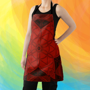 Delantal Mosaico Kaleidoscope Flor Rojo y Negro